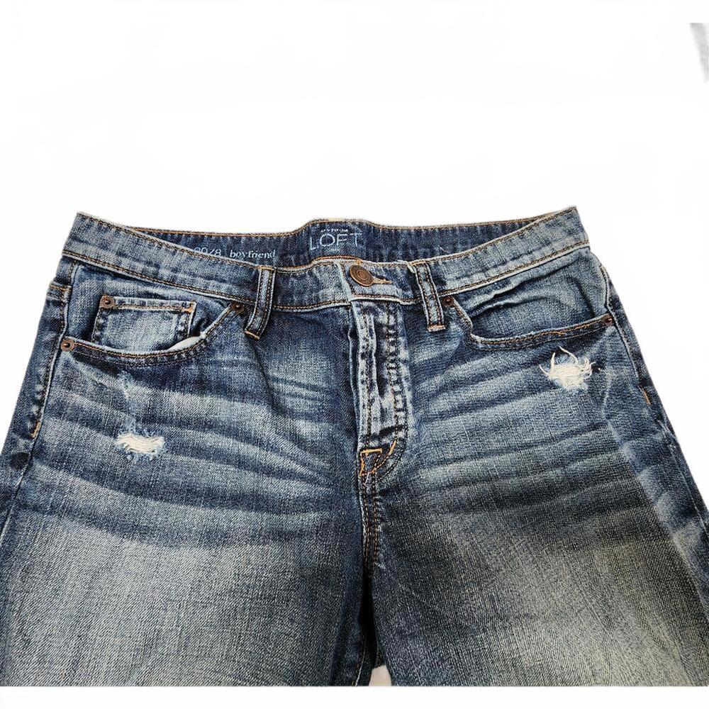 Loft Boyfriend Distressed Blue Denim Jeans Women's size 8 - Picture 4 of 9